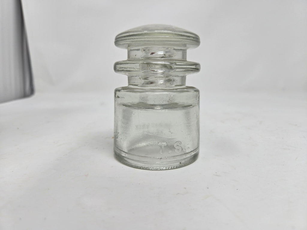 vintage Hemingray clear glass telephone insulator TS, CD 129