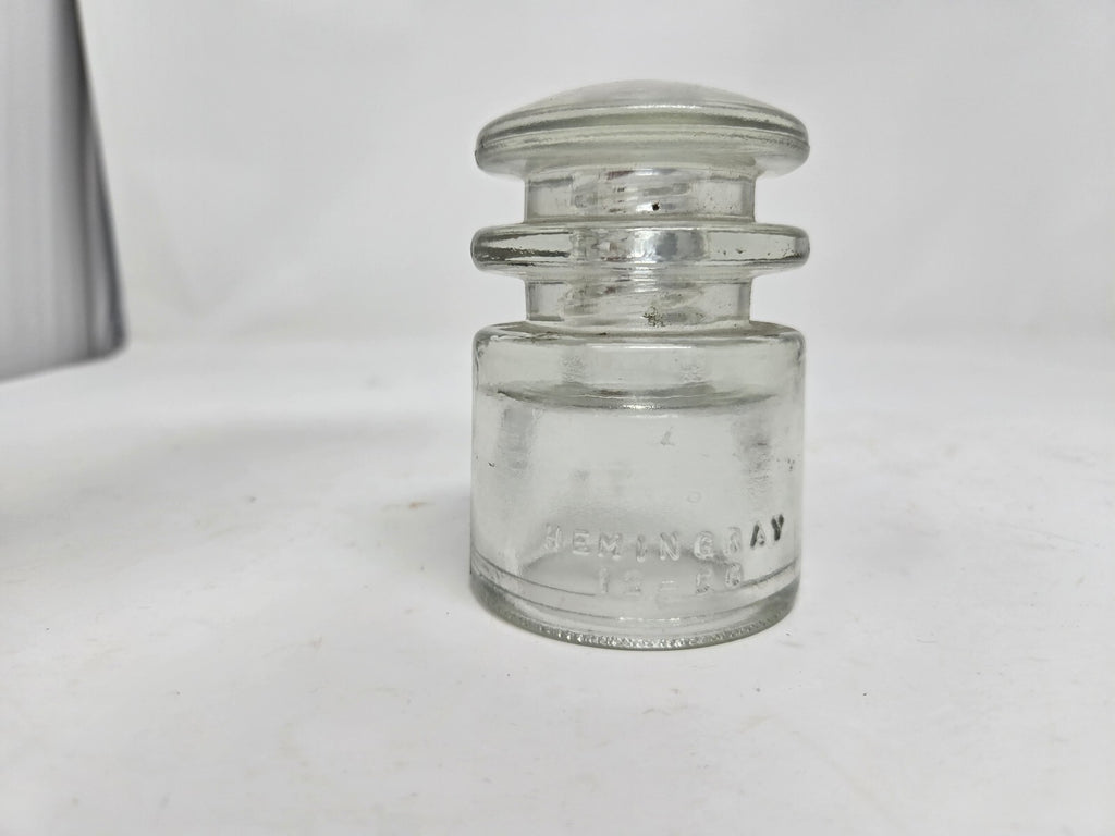 vintage Hemingray clear glass telephone insulator TS, CD 129