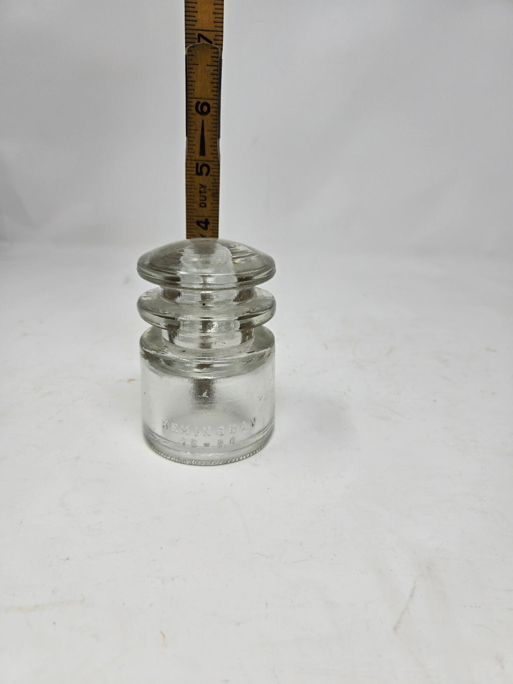 vintage Hemingray clear glass telephone insulator TS, CD 129