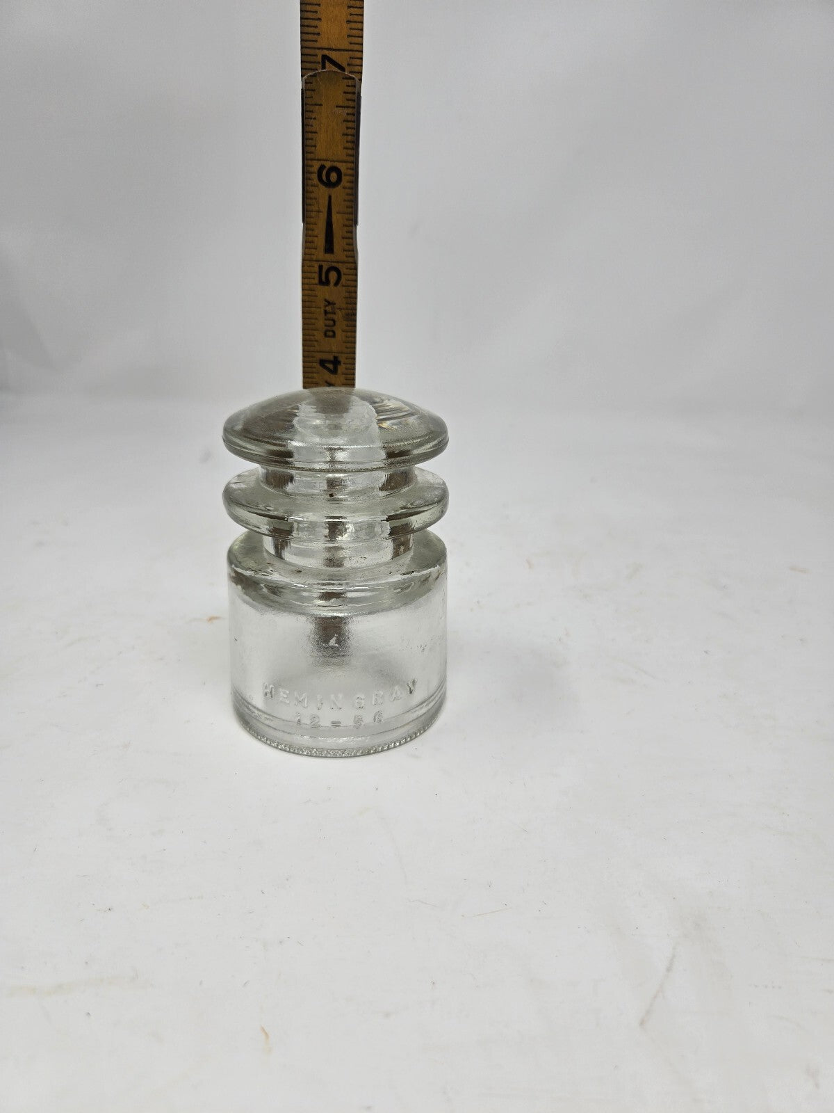 vintage Hemingray clear glass telephone insulator TS, CD 129