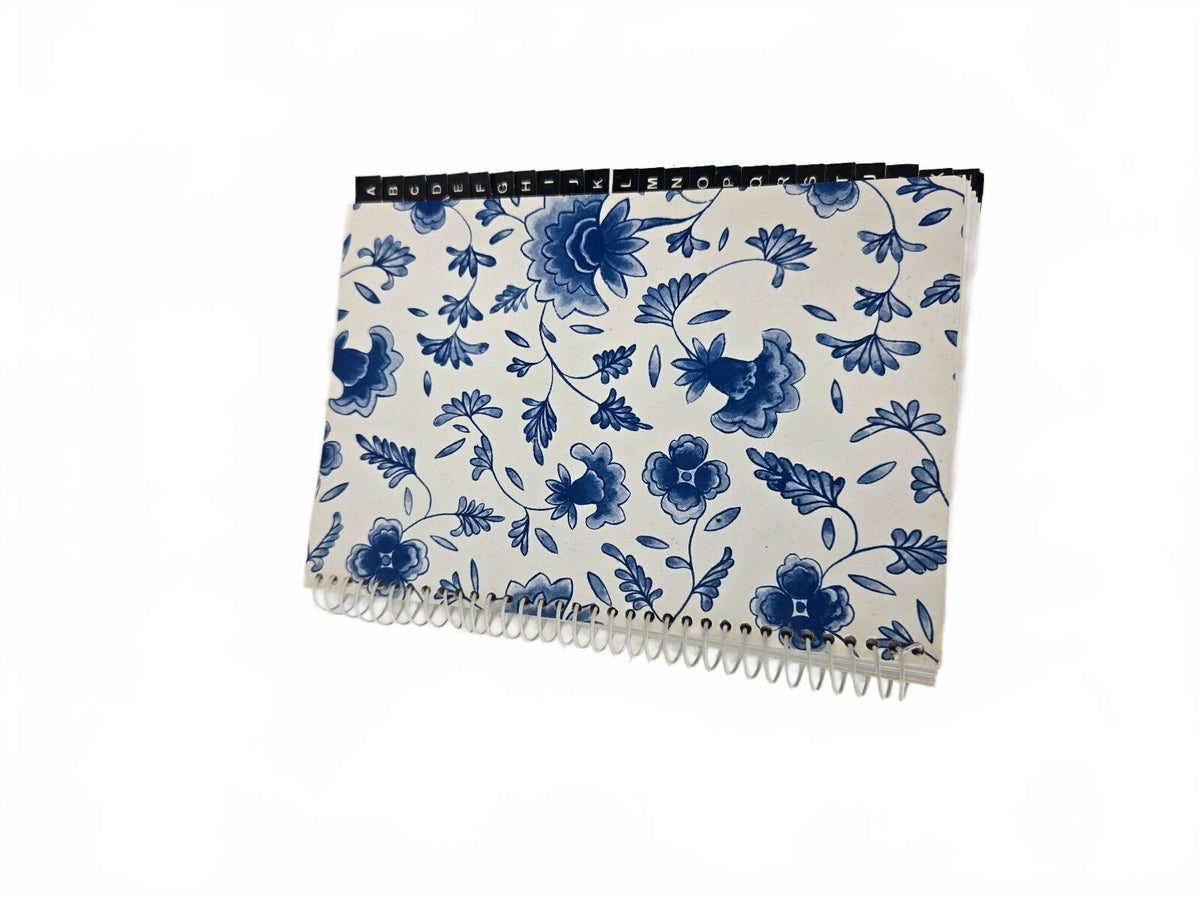 Blue floral spiral address book
