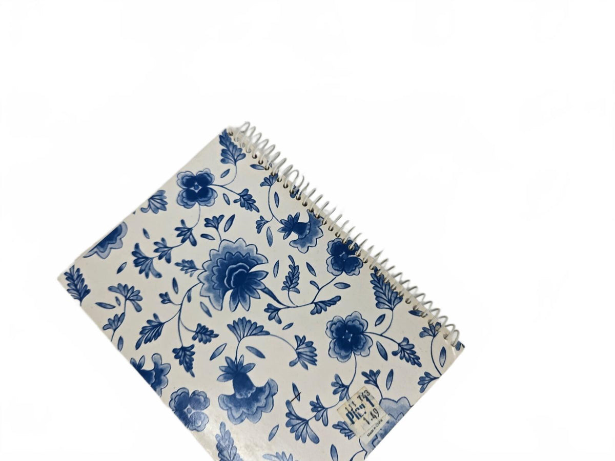 Blue floral spiral address book