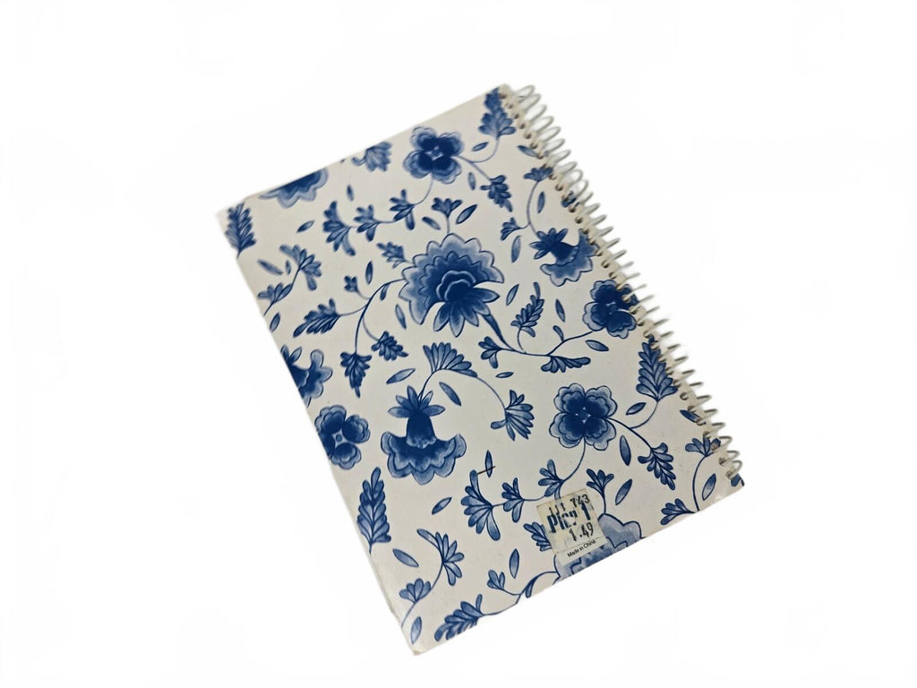 Blue floral spiral address book