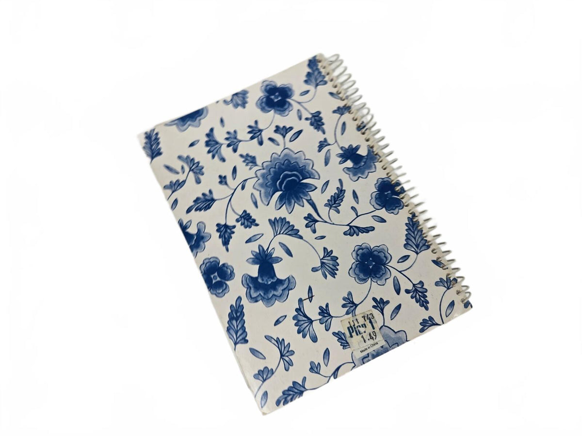 Blue floral spiral address book