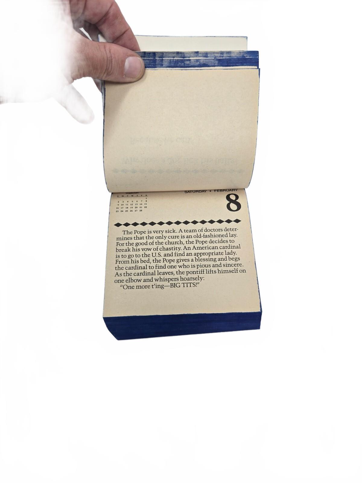 Small blue daily desk calendar 1986