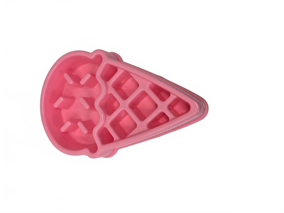 Pink Ice Cream Cone Shaped Slow Dog Food Bowl