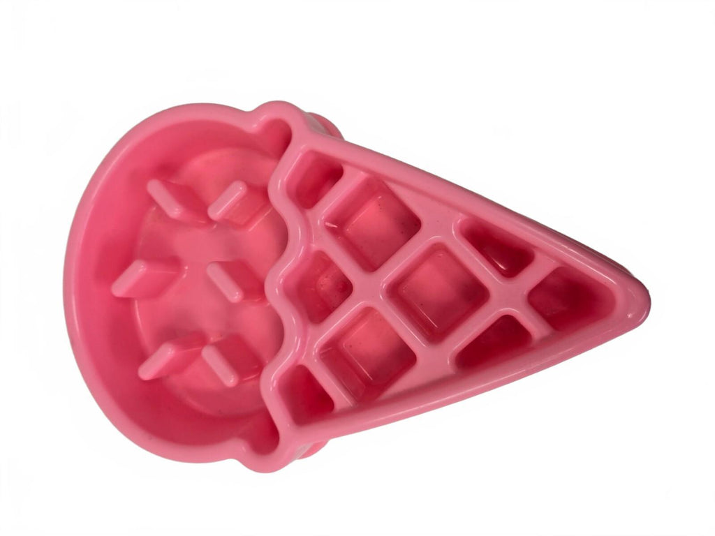 Pink Ice Cream Cone Shaped Slow Dog Food Bowl