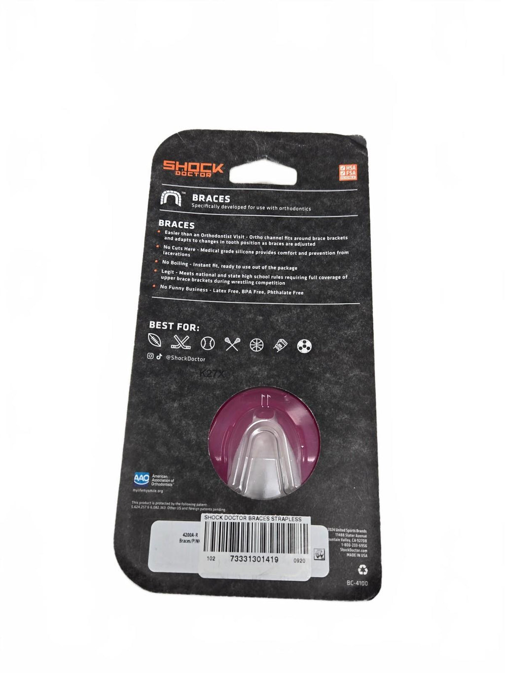 Shock Doctor Braces Adult Mouthguard Pink