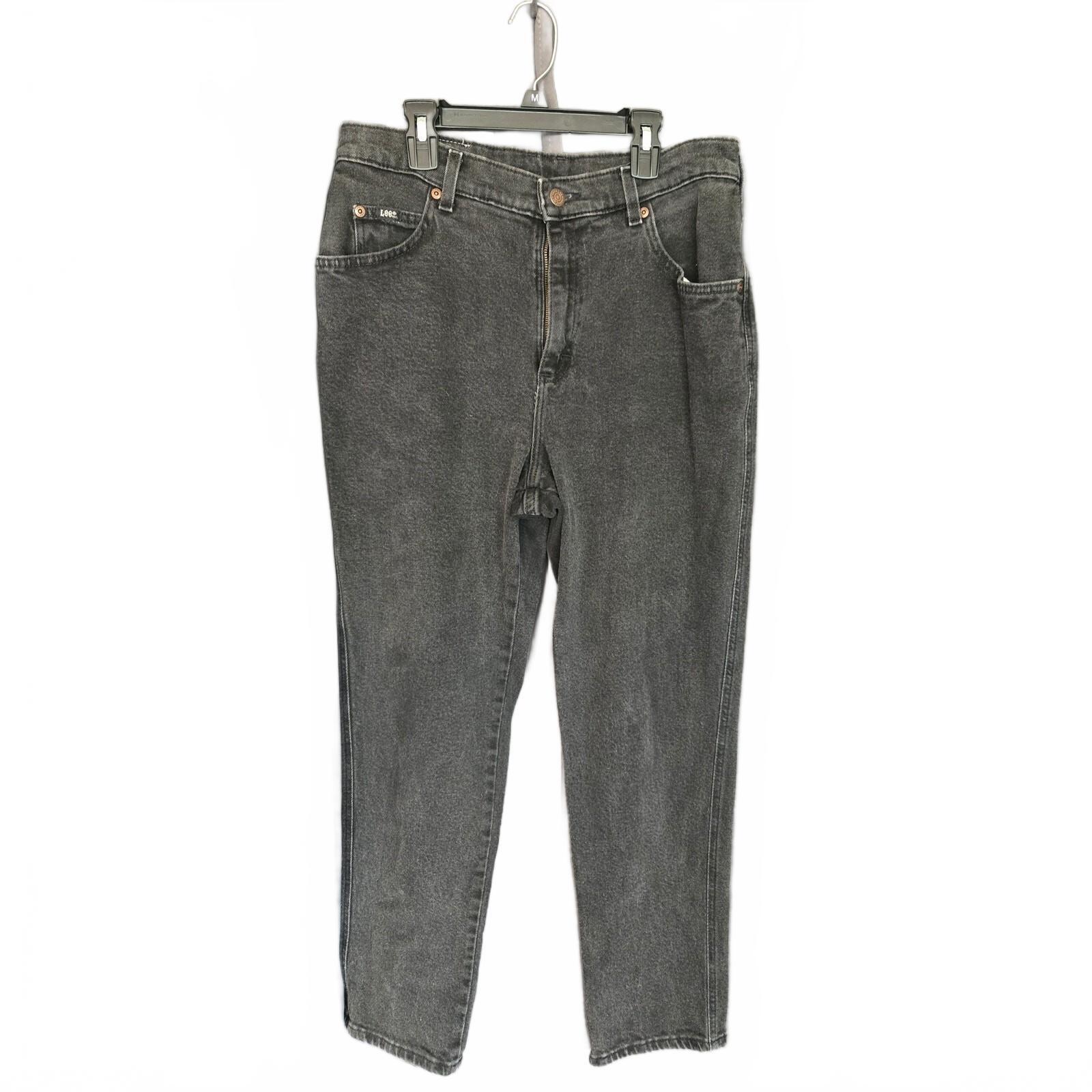 Lee Women's Relaxed Straight Leg Dark Wash Black Denim Jeans - Size Measured, VG