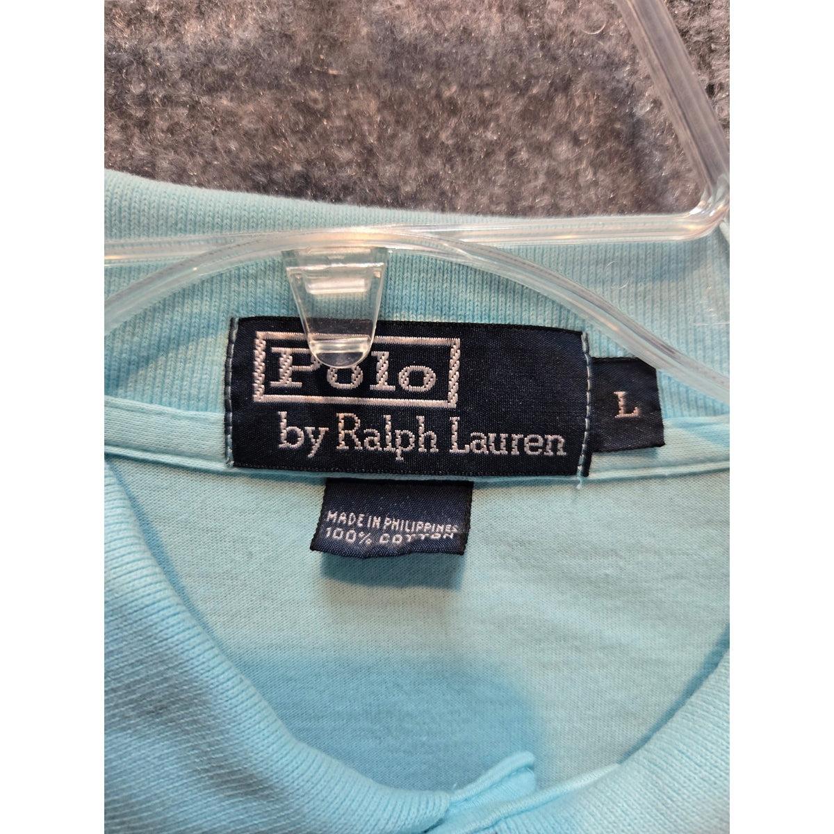 Polo by Ralph Lauren Men's Size L Light Blue Pique Short Sleeve Polo Yellow Pony