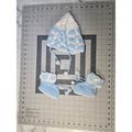 Handmade Crochete Baby Bonnet and Booties Set,  Light Blue And White Newborn Set