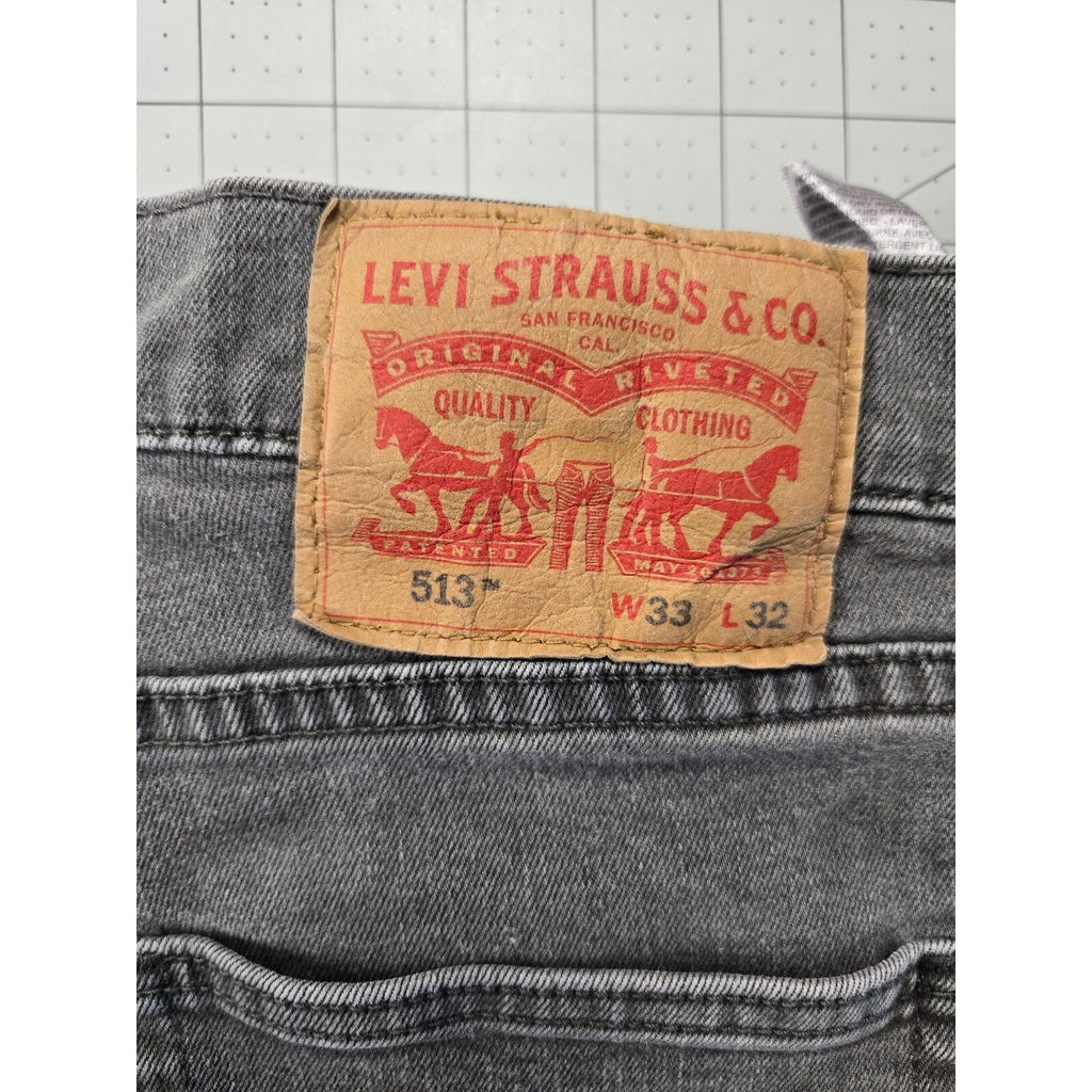 Levi's 513 Jeans Mens 33x32 black Denim Straight Fit Pants Comfort Classic Moder