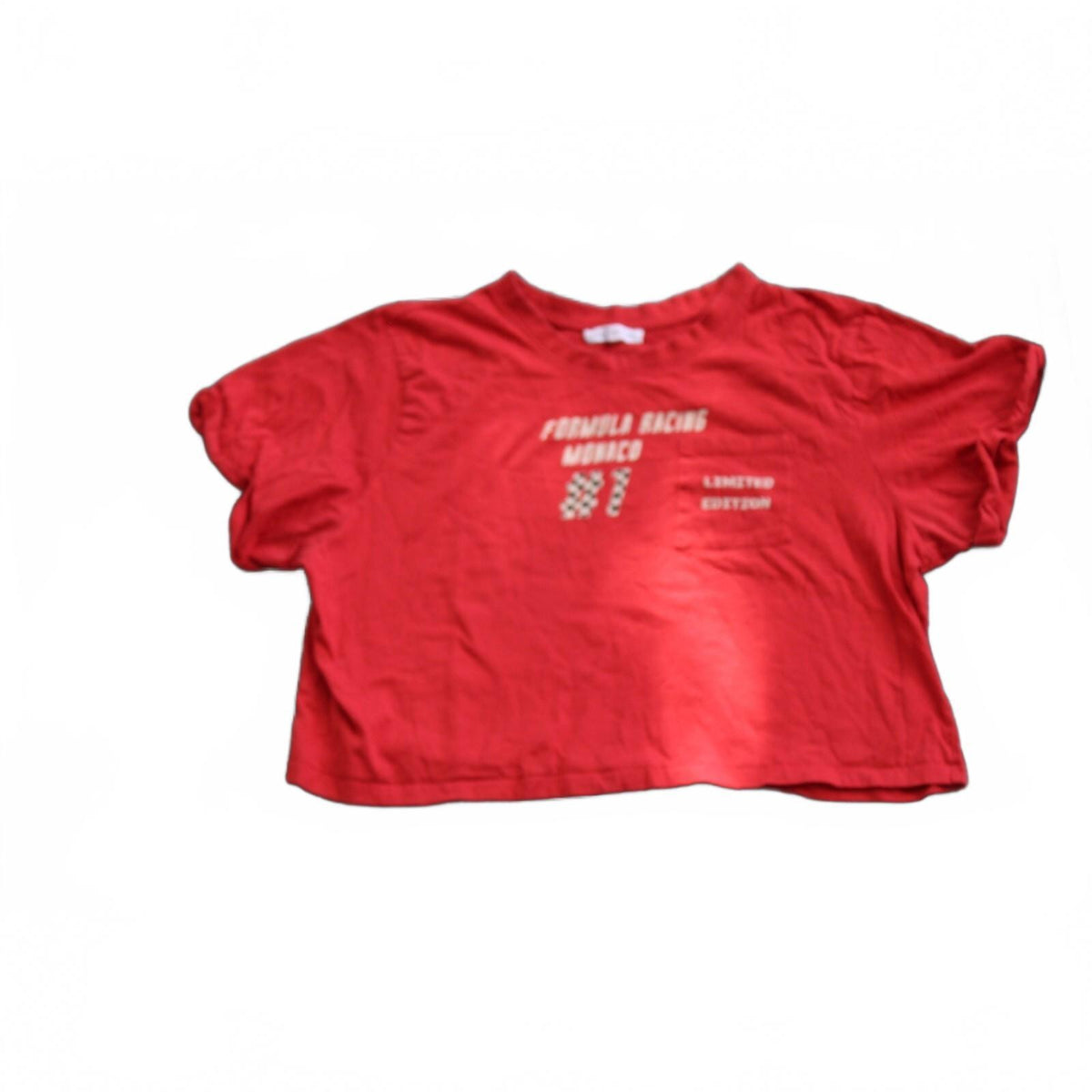Red Formula Racing Crop Top T-shirt Size Large