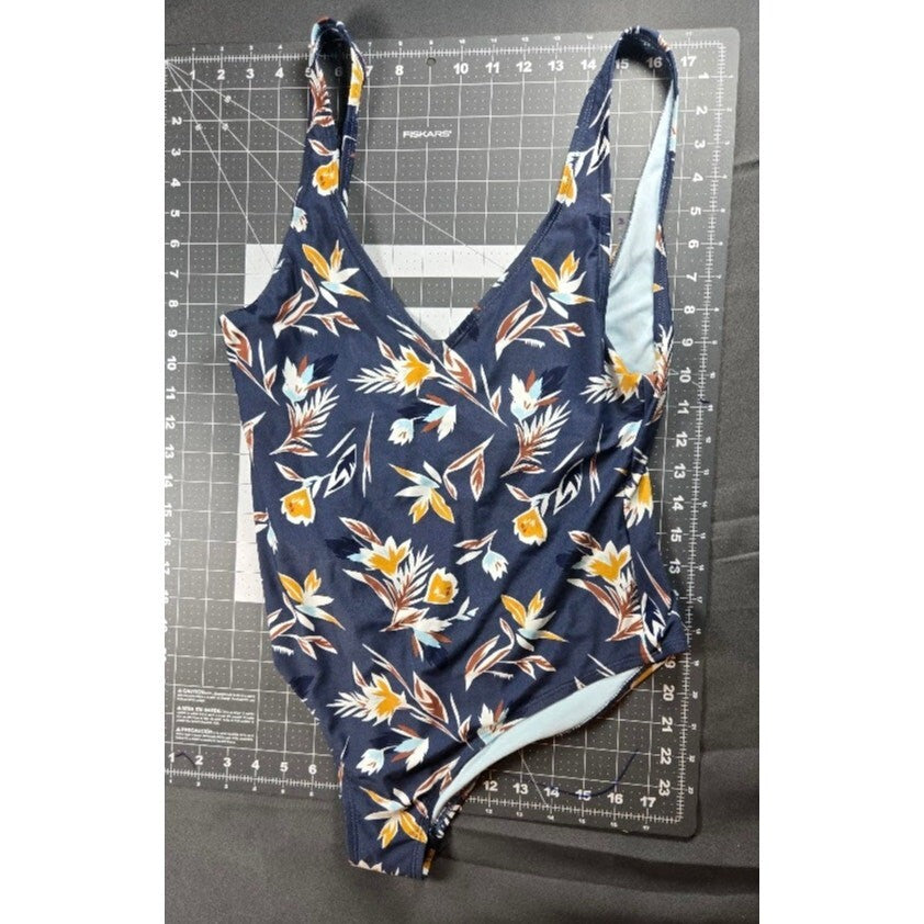 NWT Dolce Vita Tropical Floral One Piece Swimsuit Navy Blue Large