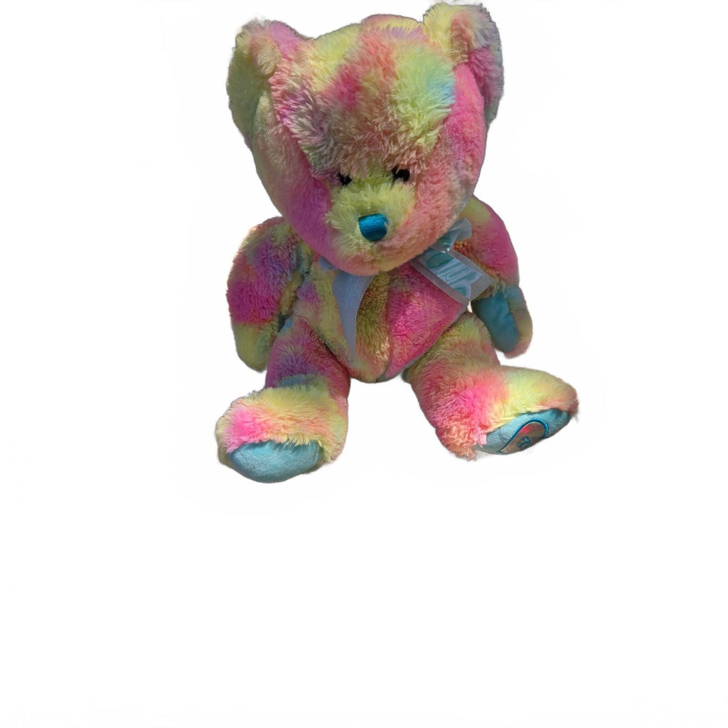 Hugfun 18" Pastel Tie Dye Rainbow Teddy Bear XO Heart Feet Soft Plush Stuffed