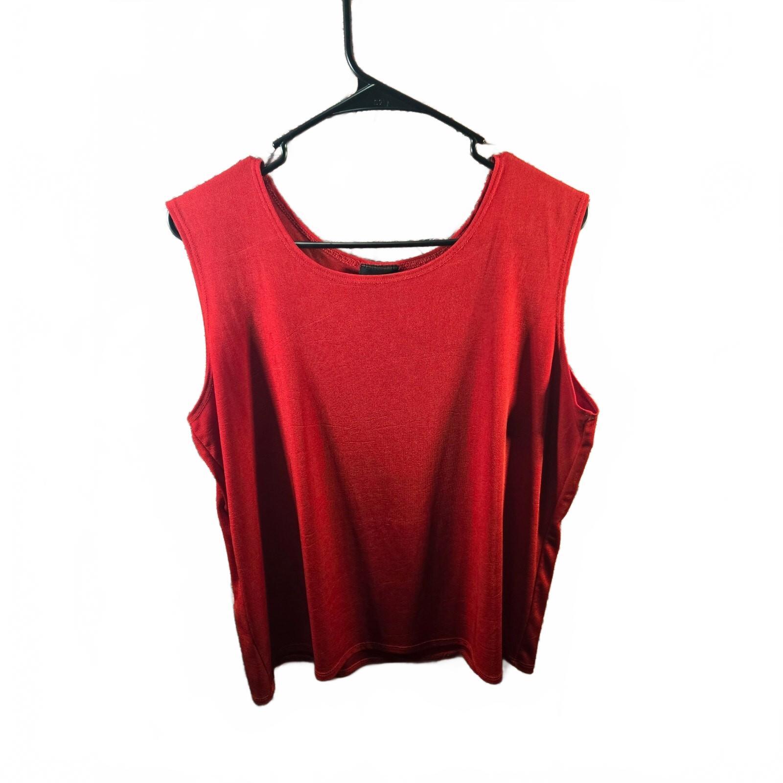 Jostar  Womens Red Tank Top Size L Xl Sleeveless Scoop Neck Flat Chest 21"
