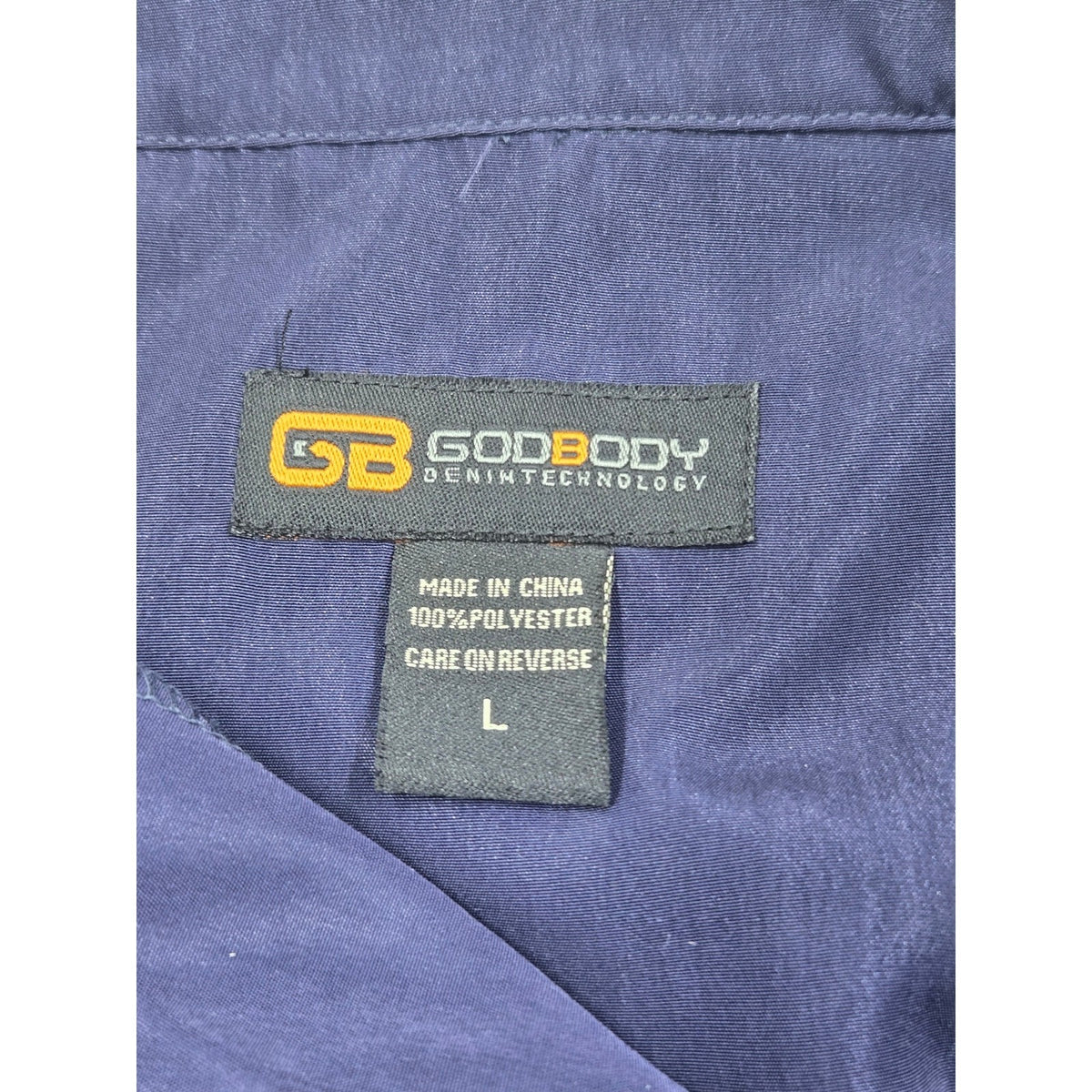 Vtg Goodbody Men's Large Short Sleeve Camp Shirt Navy Blue Bowling Lounge Shimy