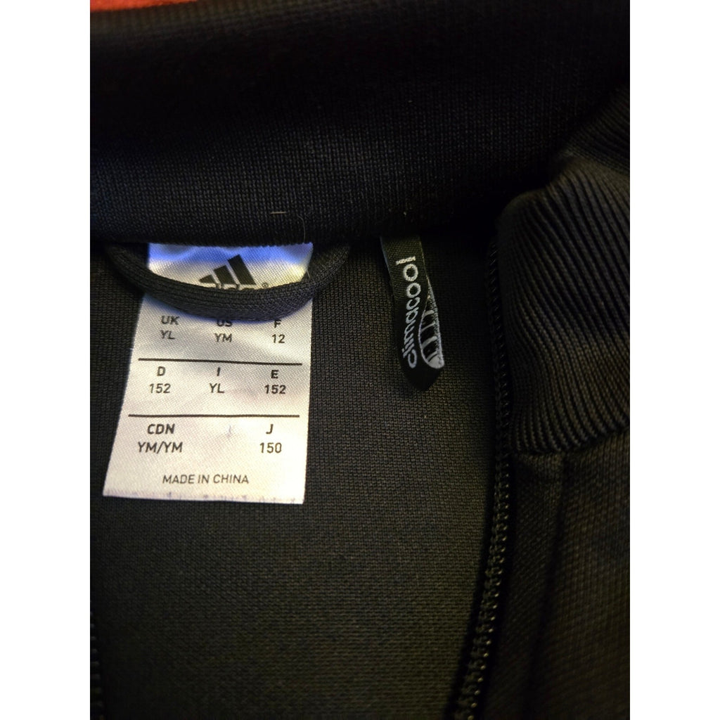 Adidas girls black and white striped track jacket full zip size youth large