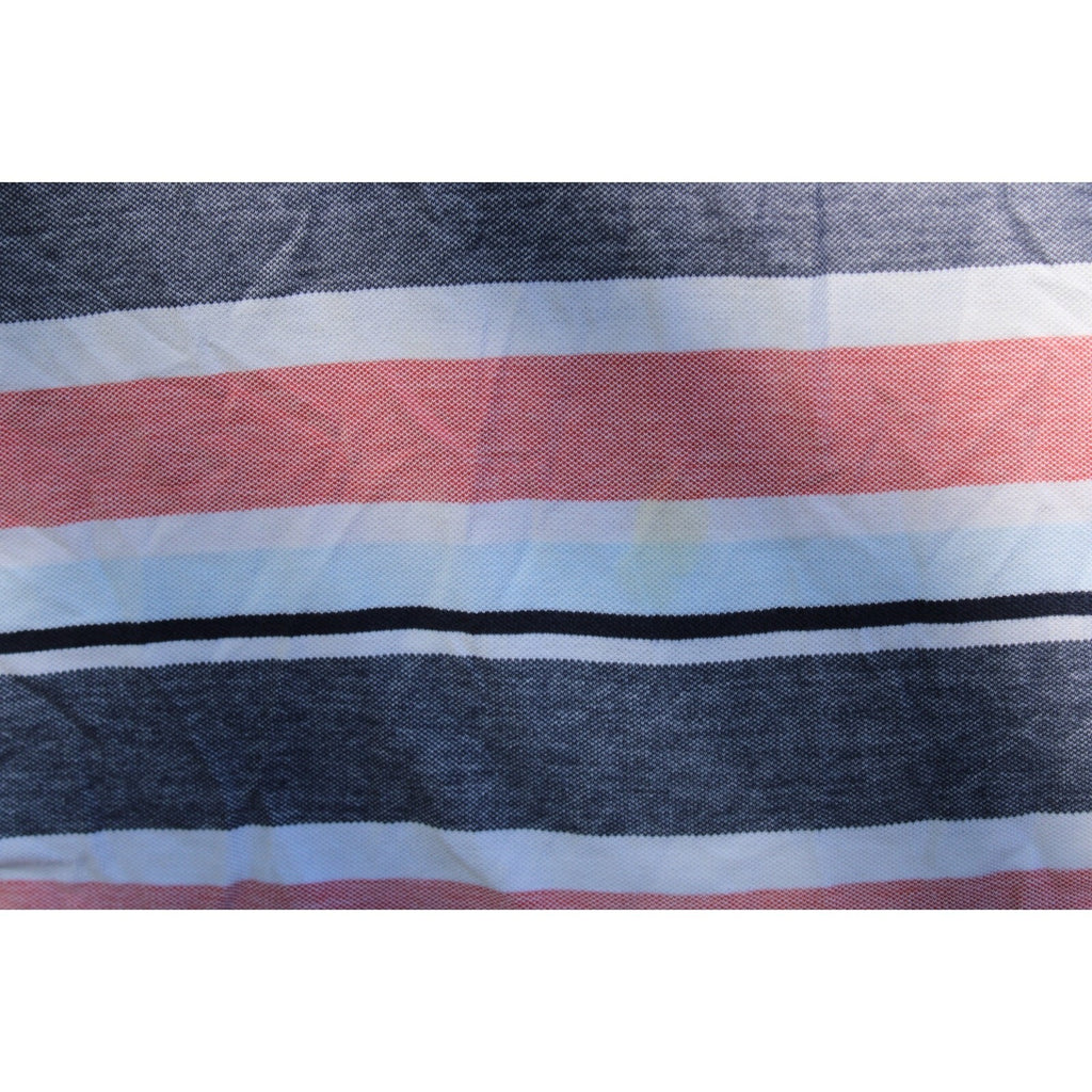 IZOD Men's 2XL Polo Shirt Red Blue White Striped Pique Knit Short Sleeve