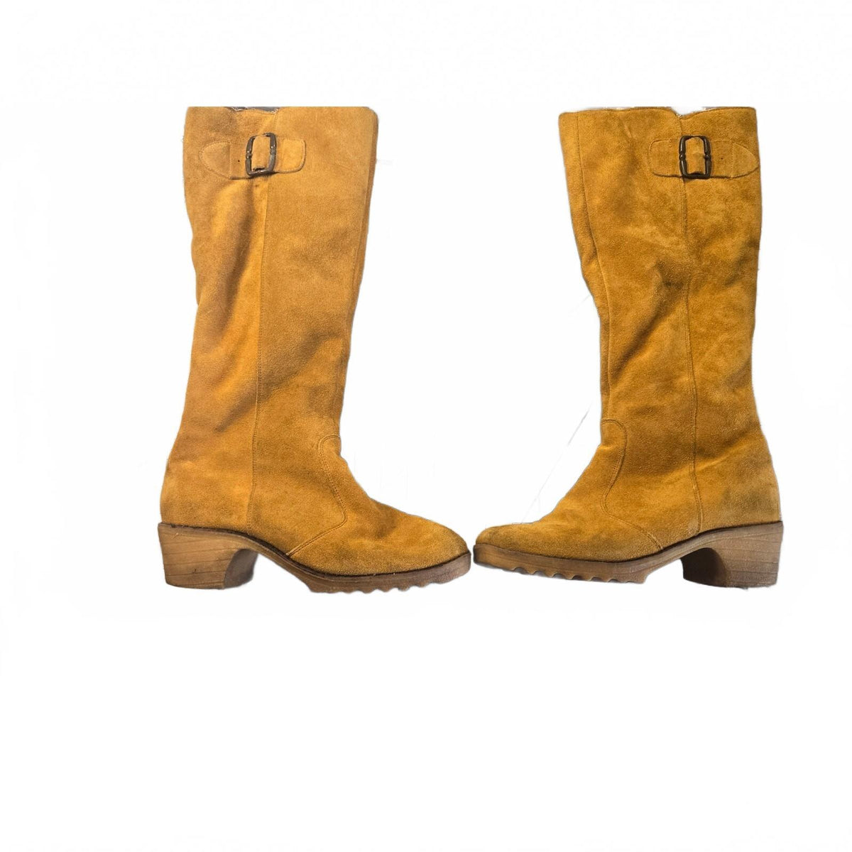 Vintage 1970s Suede Shearling Boots, Boho Mod Winter Boots, side zip