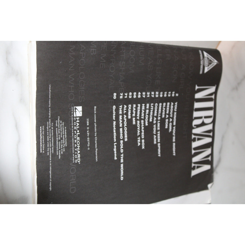 Hal Leonard Music Nirvana Songbook - Guitar Tabs & Recorded Versions Paperback
