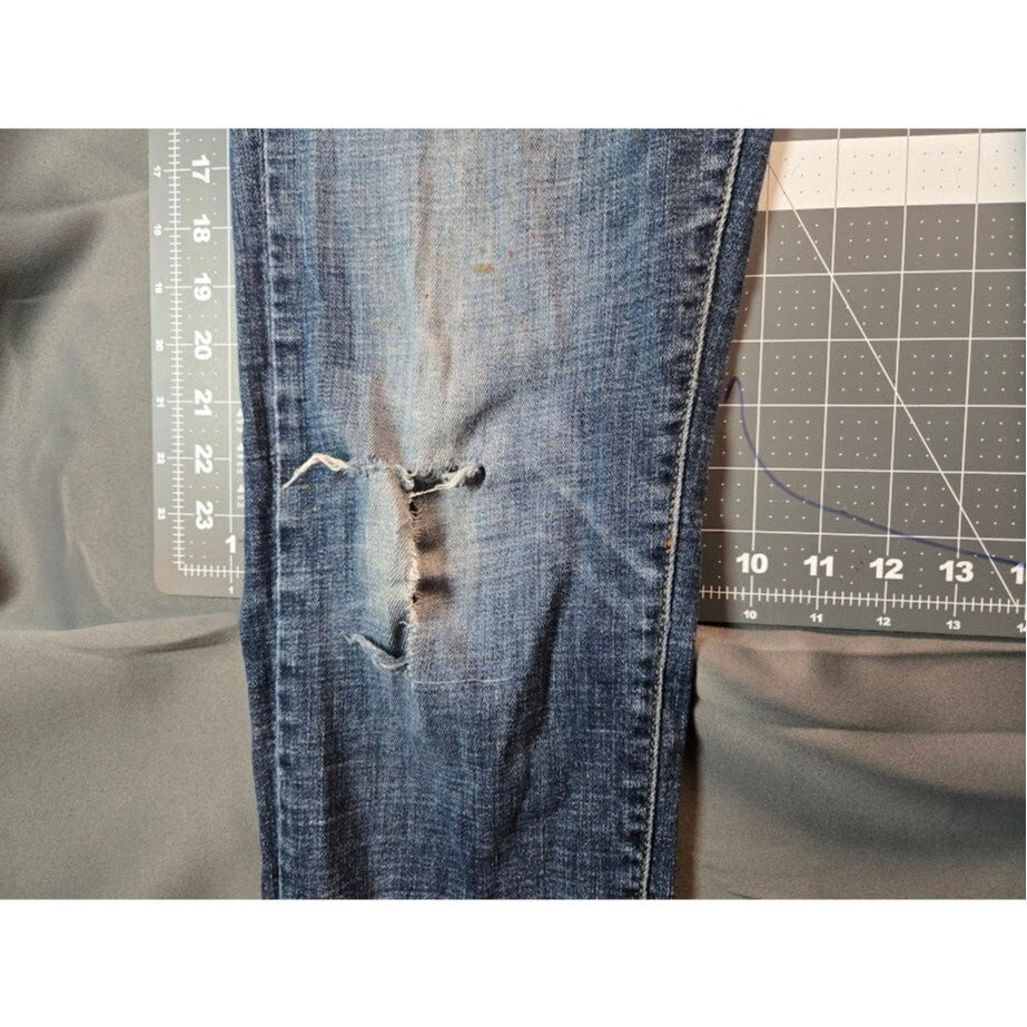 Lucky Brand 121 Slim Straight Jeans Mens Blue Denim 32/34 with Defects
