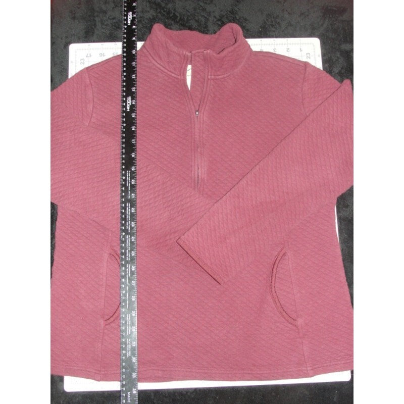maroon Blue Mountain quilted half-zip pullover top size medium