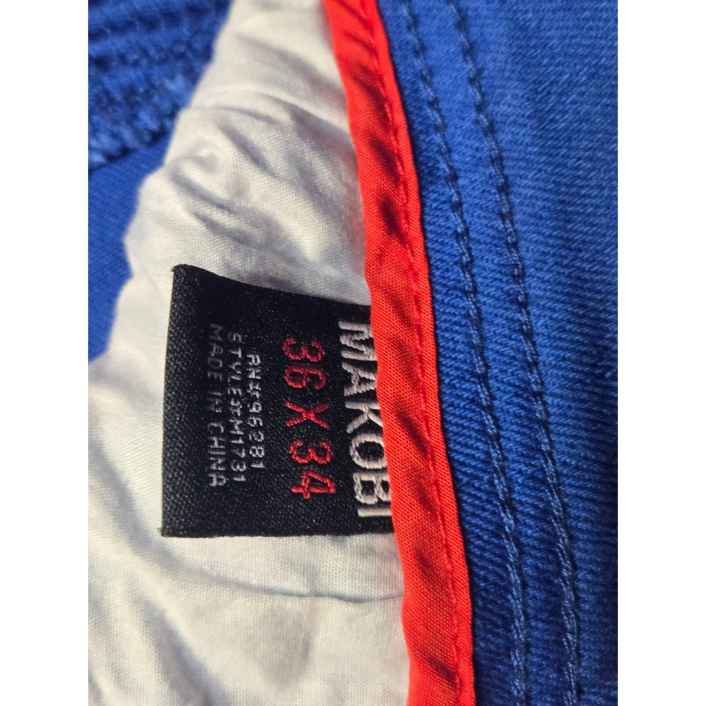 Makobi Biker Denim Royal Blue Heavily Distressed Mens Jeans Size 36 Blue