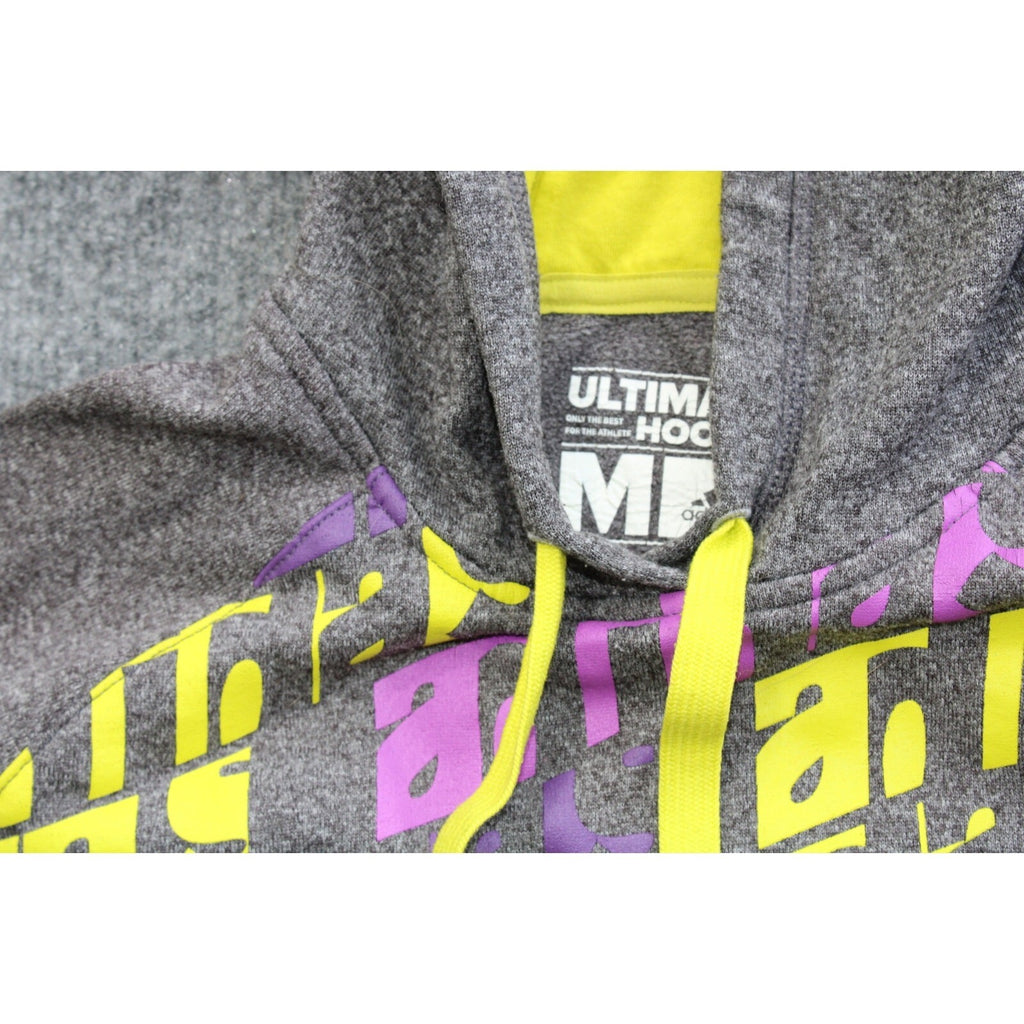 Retro Style Gray Purple Yellow Adidas Hoodie Size Medium