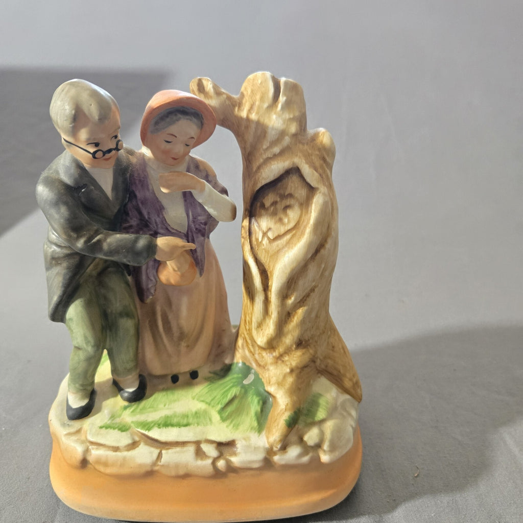 Vintage Figurine Old Couple "Those Were The Days", Rotating Music Box 7” X 5”