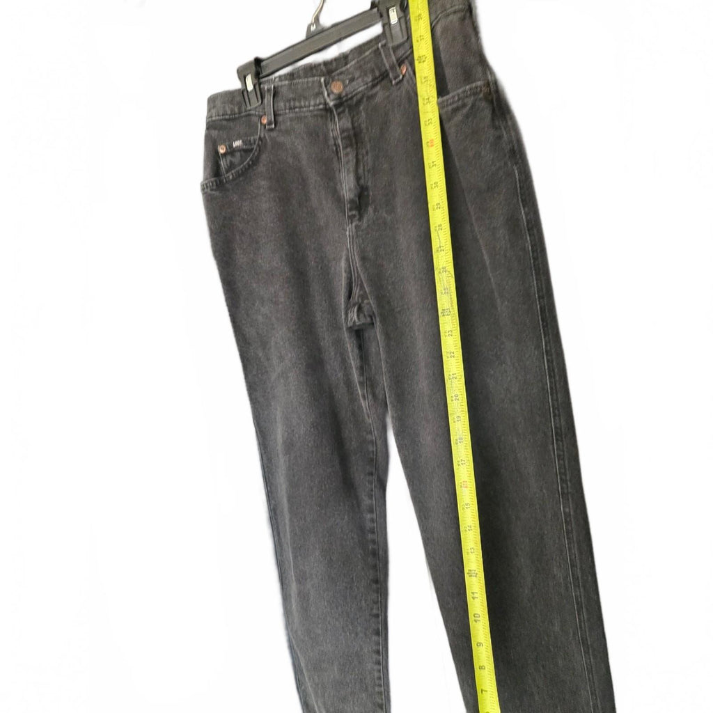 Lee Women's Relaxed Straight Leg Dark Wash Black Denim Jeans - Size Measured, VG