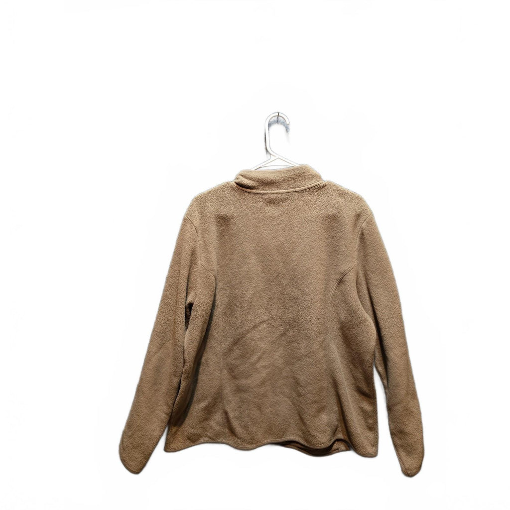 Karen Scott Sport Women's Full-Zip Fleece Jacket Mock Neck Tan Brown XL