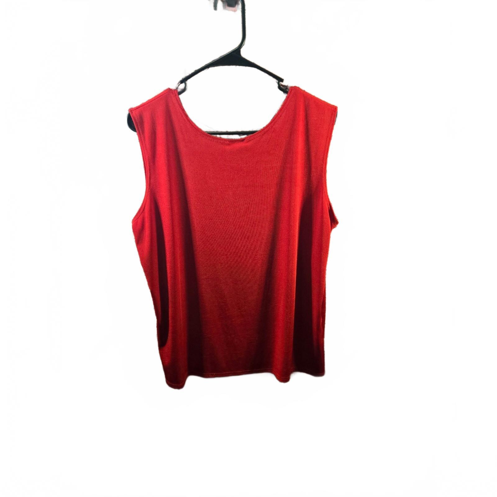 Jostar  Womens Red Tank Top Size L Xl Sleeveless Scoop Neck Flat Chest 21"