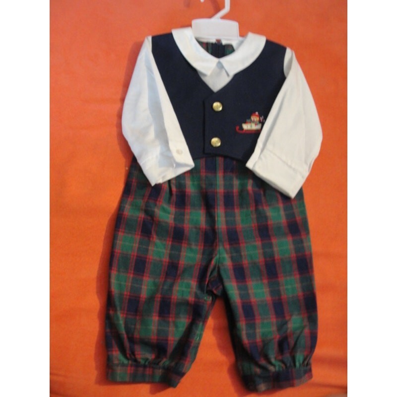 MIchael James Romper Boys 18 months checkered College outfit