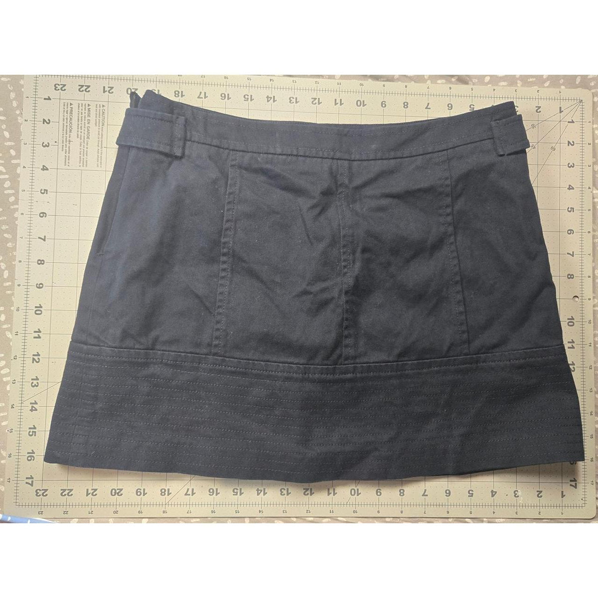 Boston Proper Navy Blue Mini Skirt with Gold Button Details, Size 12
