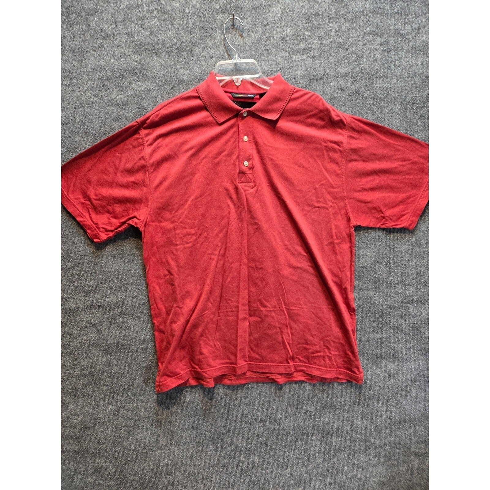 Greg Norman Shark Logo Red Geometric Pattern Mercerized Cotton Polo Shirt Men's
