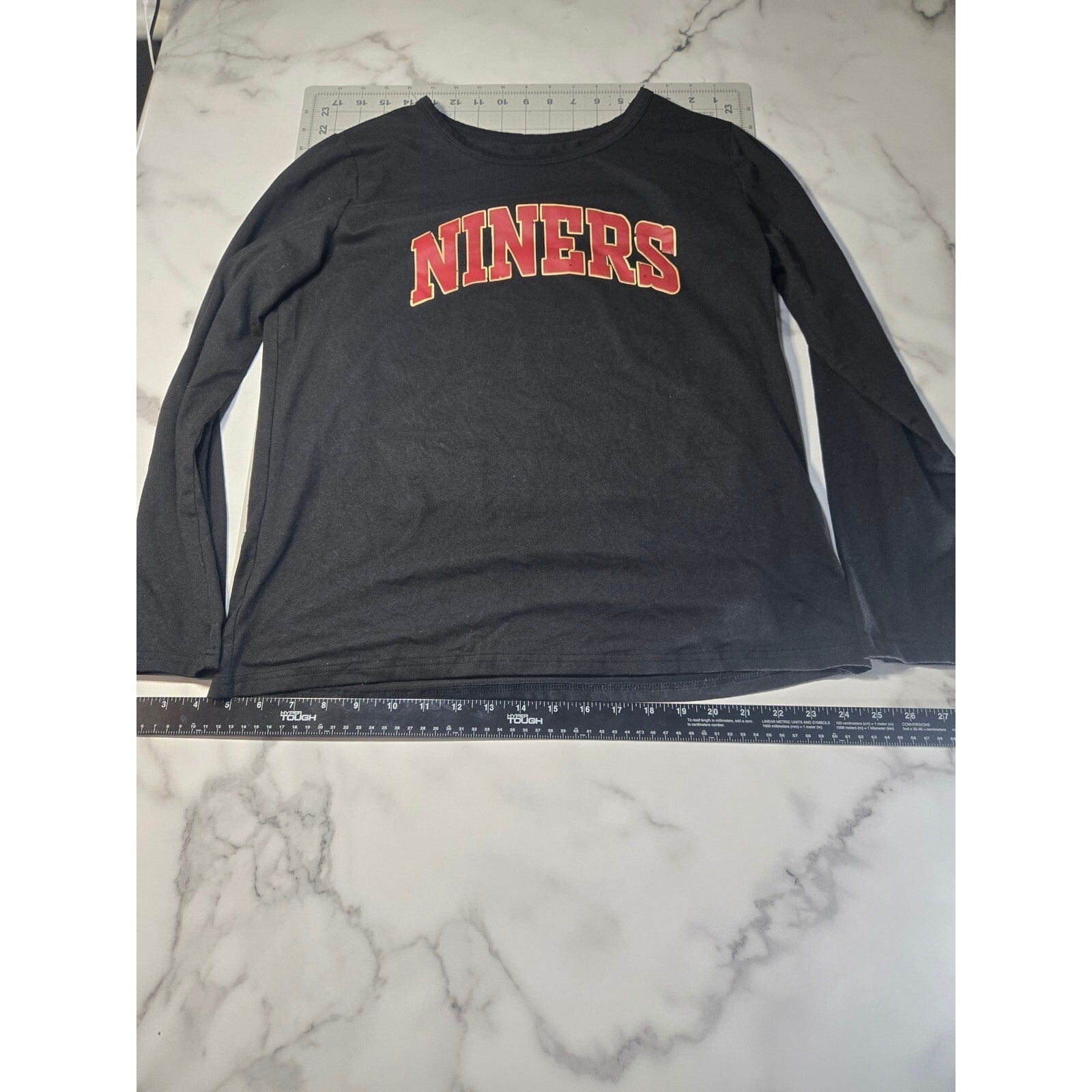 San Fransico 49ers Women's Long Sleeve Shirt Size Large Black Liners Cropped