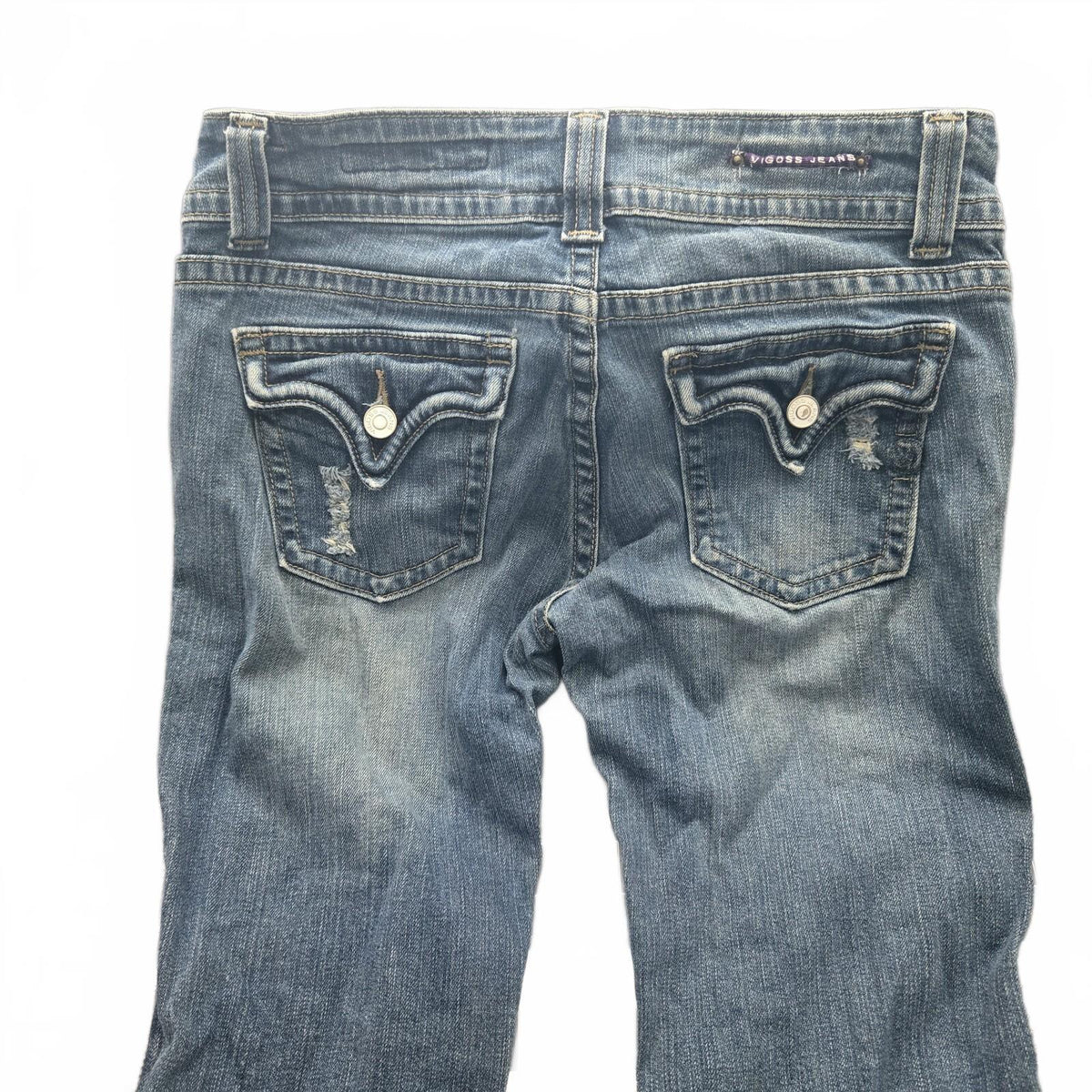 VIGOSS Straight Jeans Blue Denim Medium Wash Button 5-Pocket Women