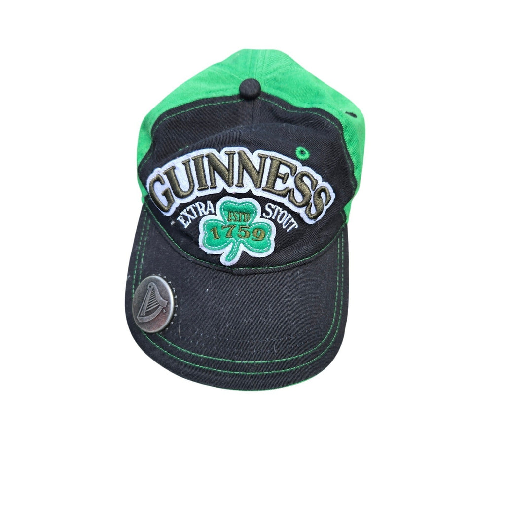 Official Guinness Extra Stout Black and Green Hat with Built-in Bottle Opener -