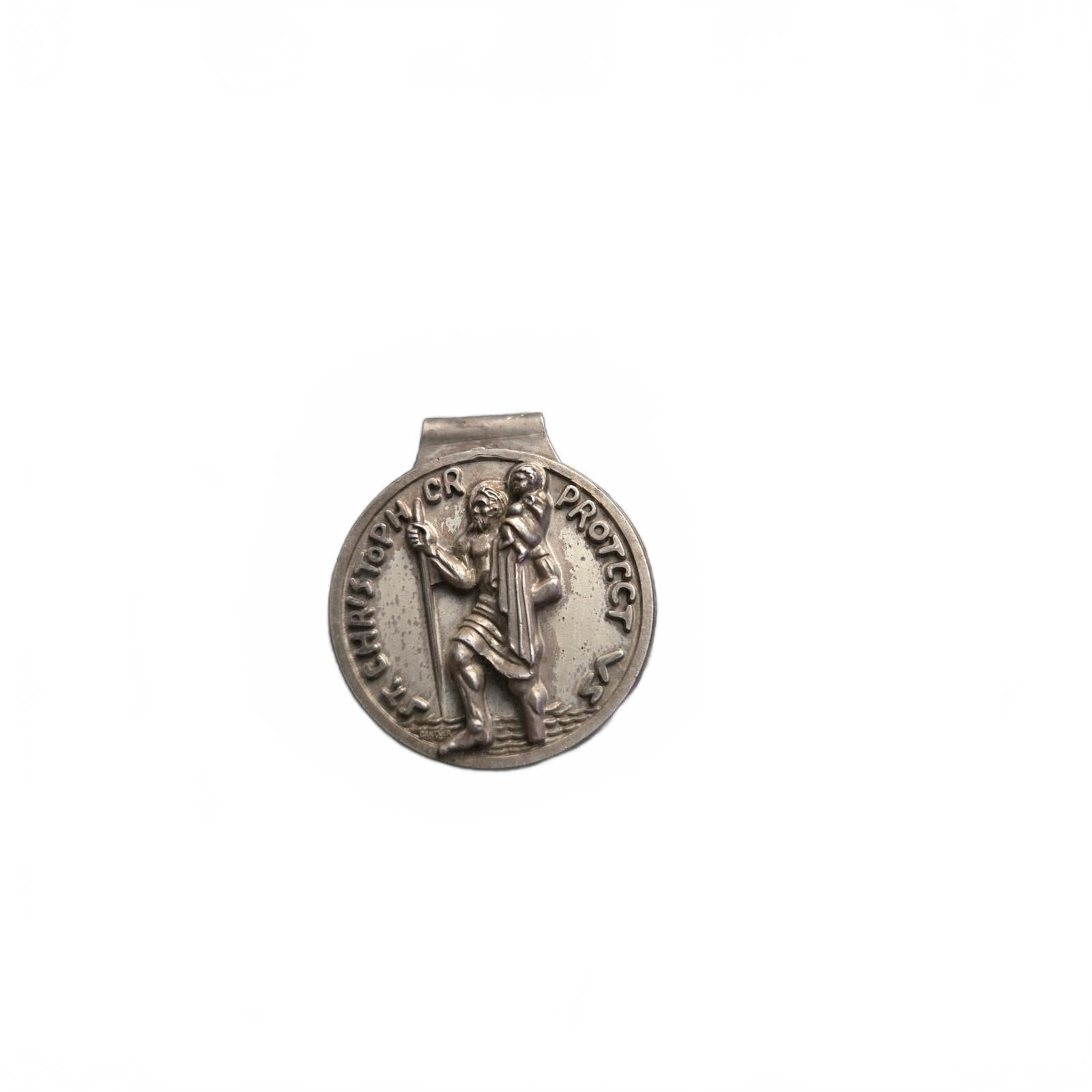 Creed Antique Silver Saint Christopher Religious Money Clip 44mm