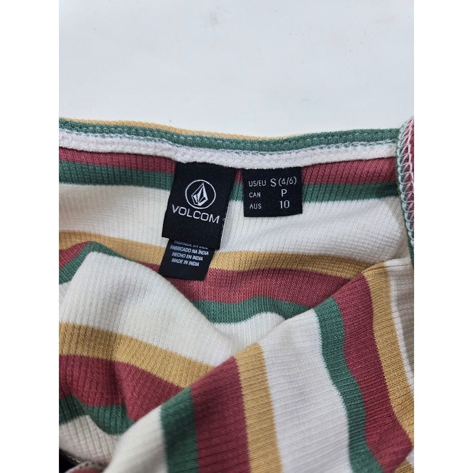Volcom Stone Stripe Cutout Tie-Front Midi Dress Size Small Multi Color NWT