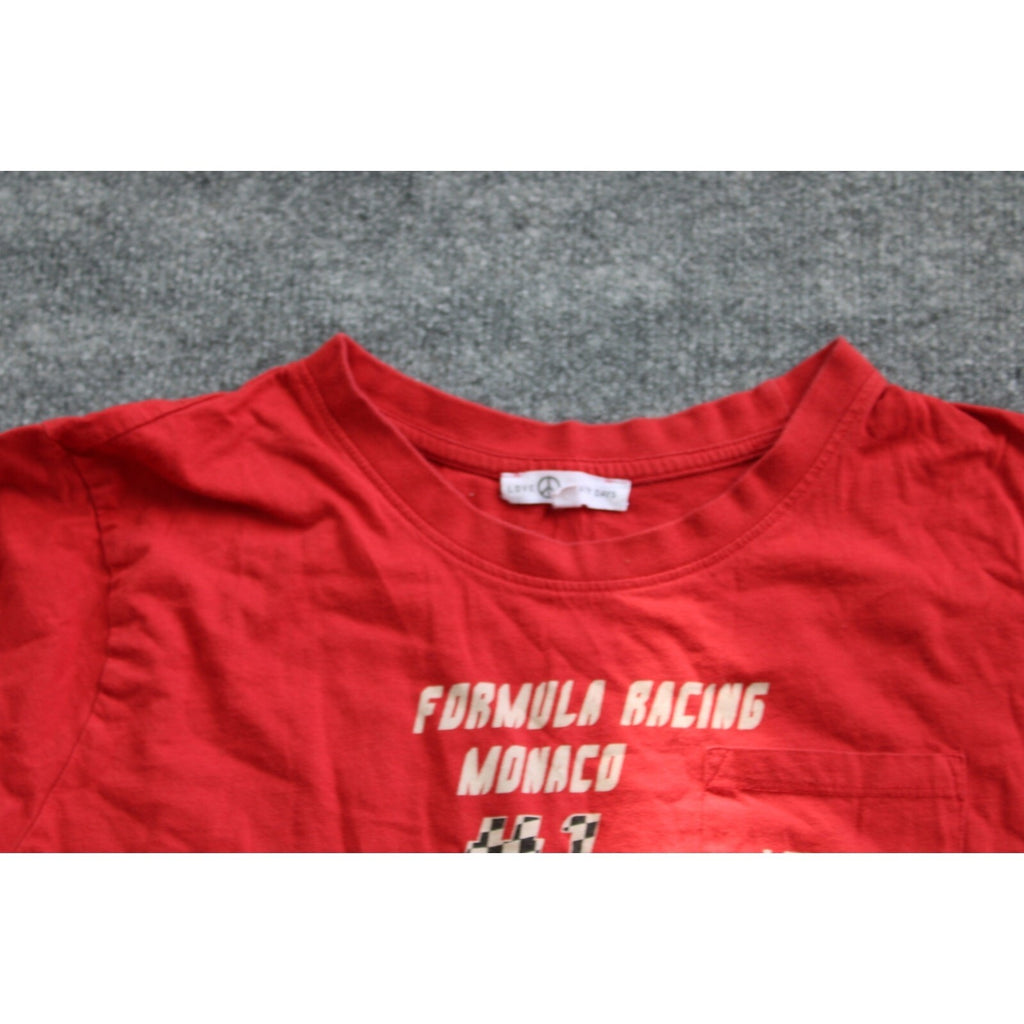 Red Formula Racing Crop Top T-shirt Size Large