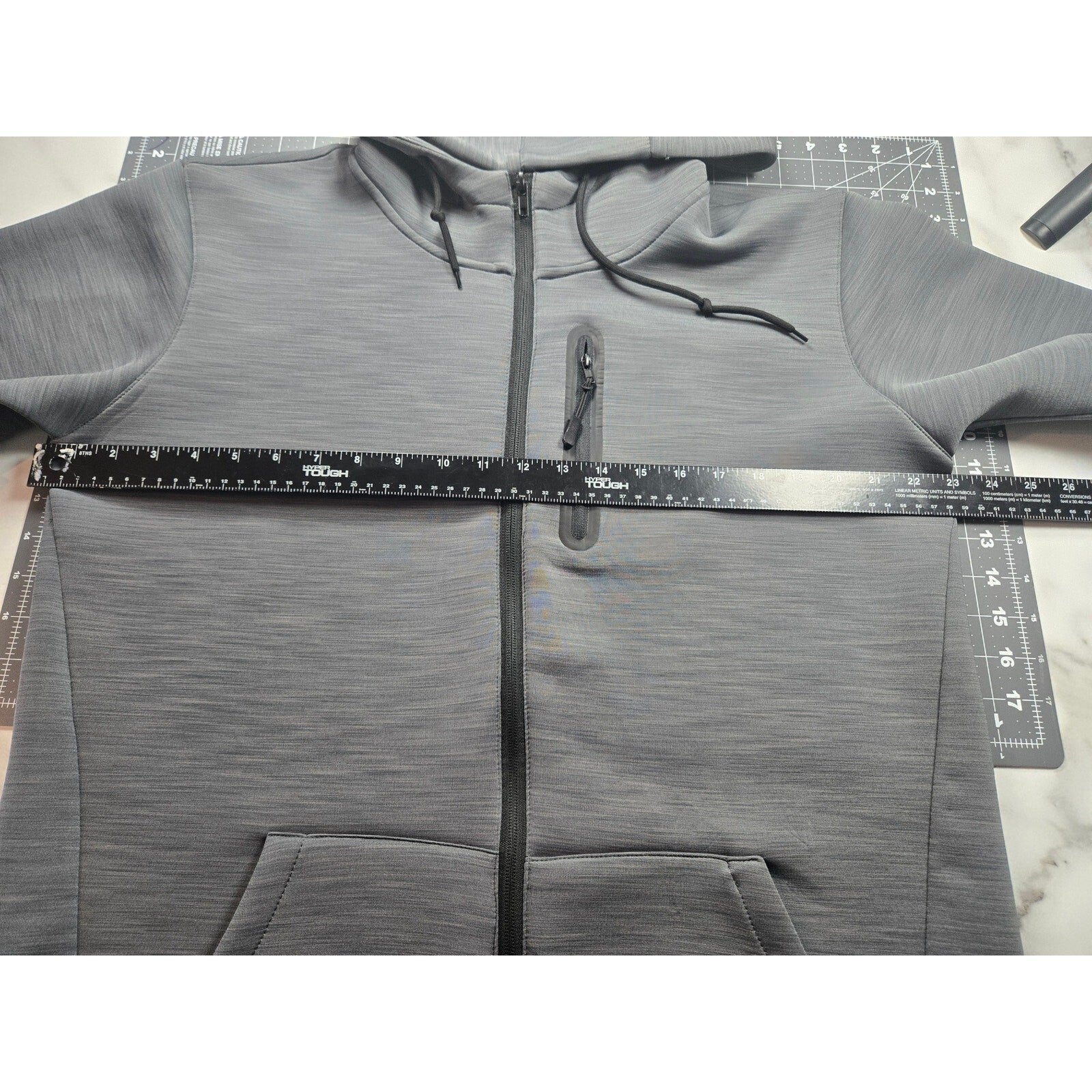 Nomad Men's Gray Tech Fleece Full Zip Hoodie with Chest Pocket, Size M
