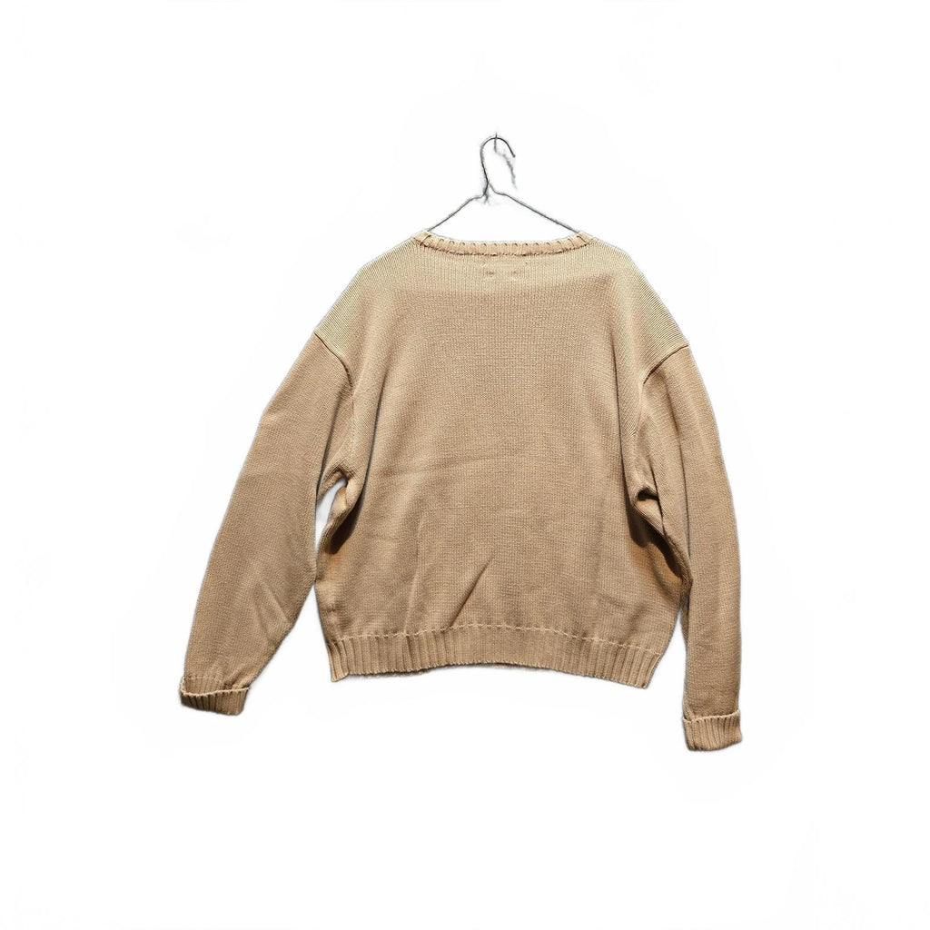 Vintage 90s Polo Ralph Lauren Beige Cotton Crewneck Sweater XL