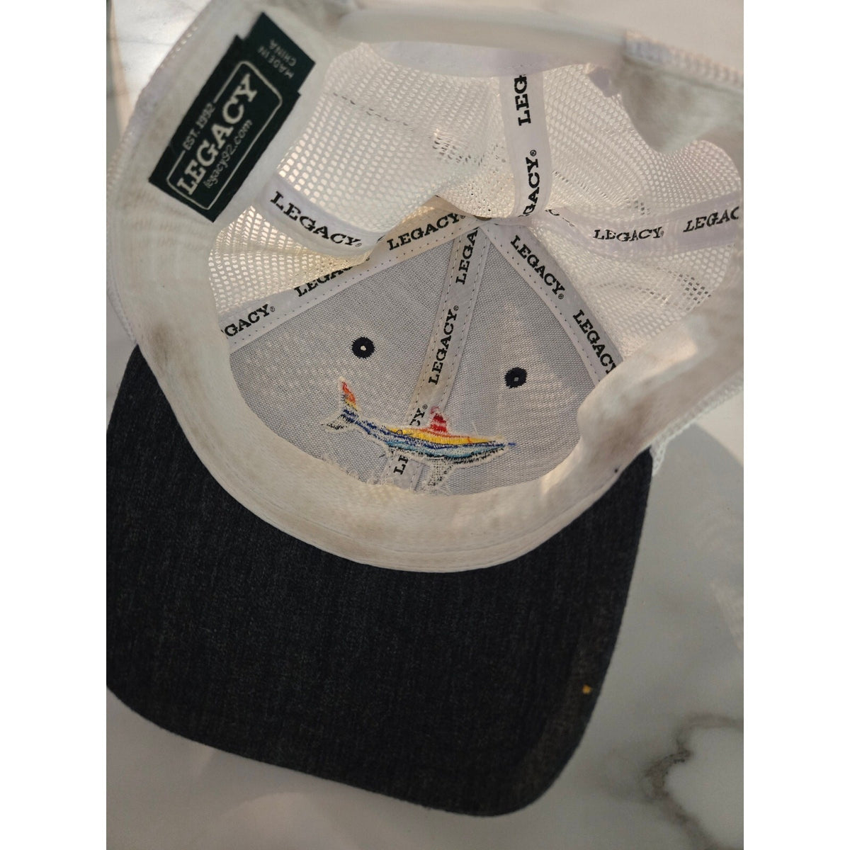 Local Crowns Higgins Lake Michigan Trucker Hat Snapback No Salt No Sharks Gray