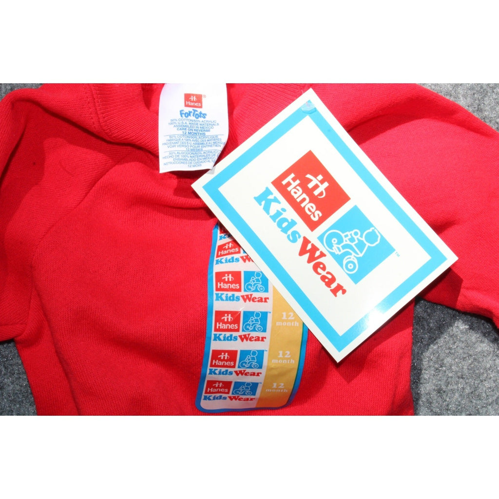 VTG 80's Hanes Kids Wear Blank Red Crewneck Sweatshirt Deadstock NOS  Size 12m