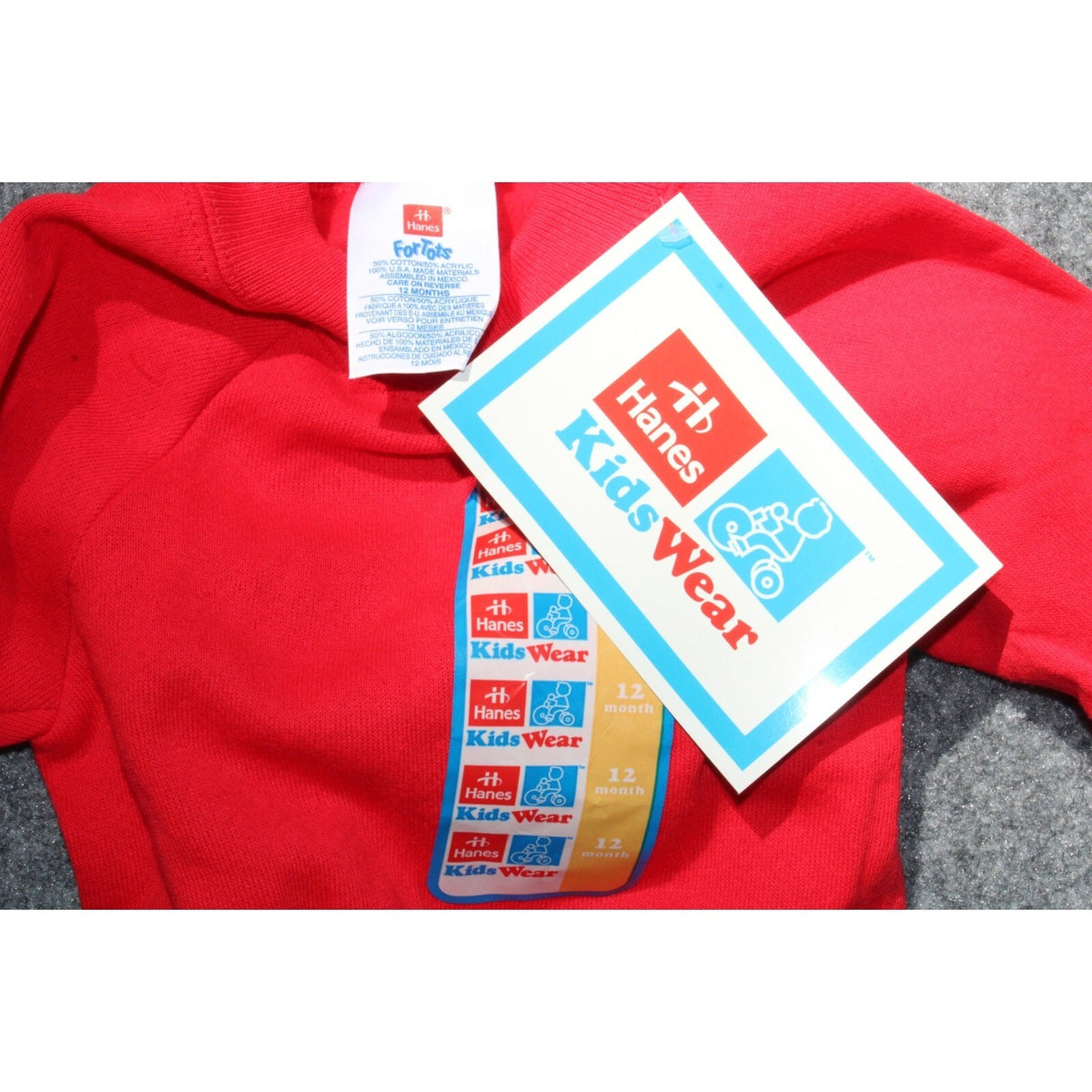 VTG 80's Hanes Kids Wear Blank Red Crewneck Sweatshirt Deadstock NOS  Size 12m