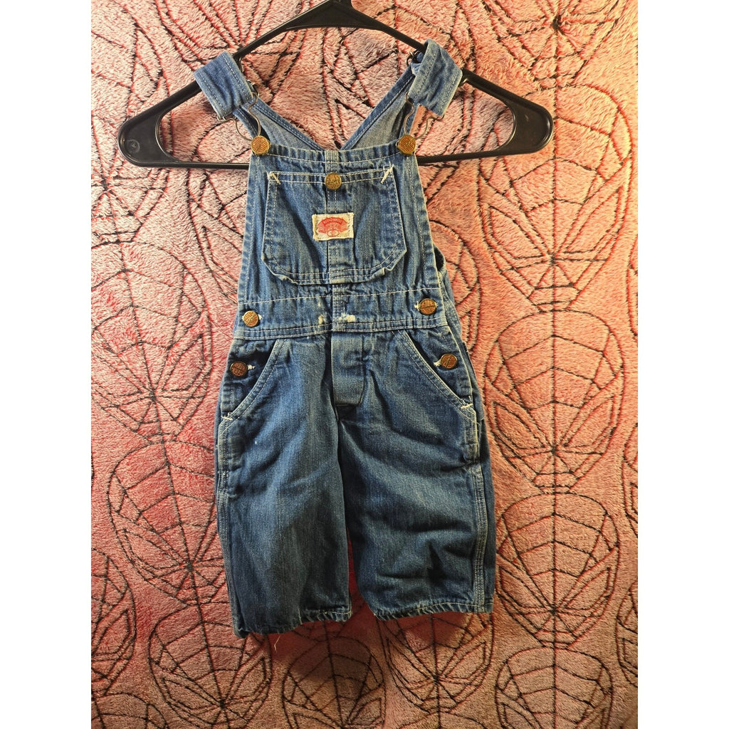 Vintage Round House Kids Denim Overalls Toddler Workwear Bibs Made In the USA