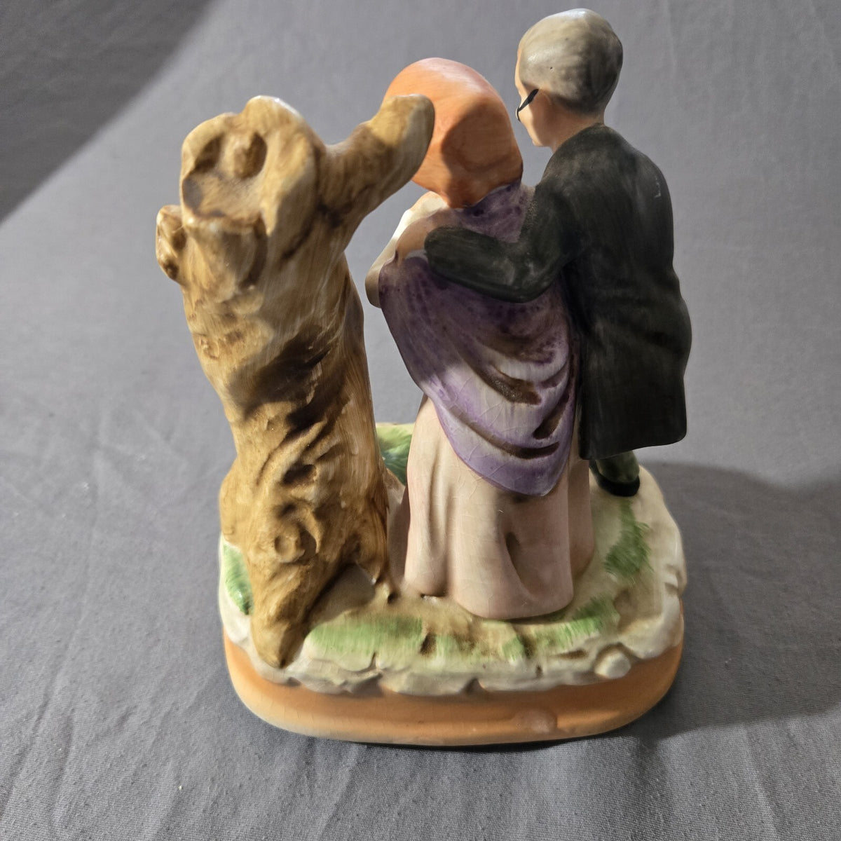 Vintage Figurine Old Couple "Those Were The Days", Rotating Music Box 7” X 5”