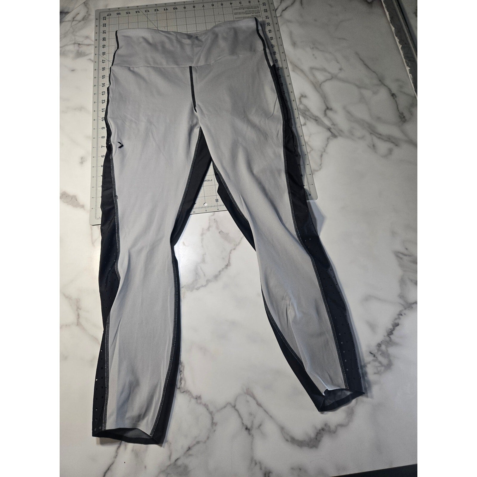 iFit Womens Gray Black ColorBlock HIGH-Waist Athletic Leggings Size XL
